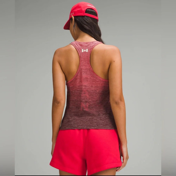 🆕🇨🇦 Lululemon Team Canada Swiftly Tech Waist Length Cherry Pop Dark Sport Red - Picture 1 of 6